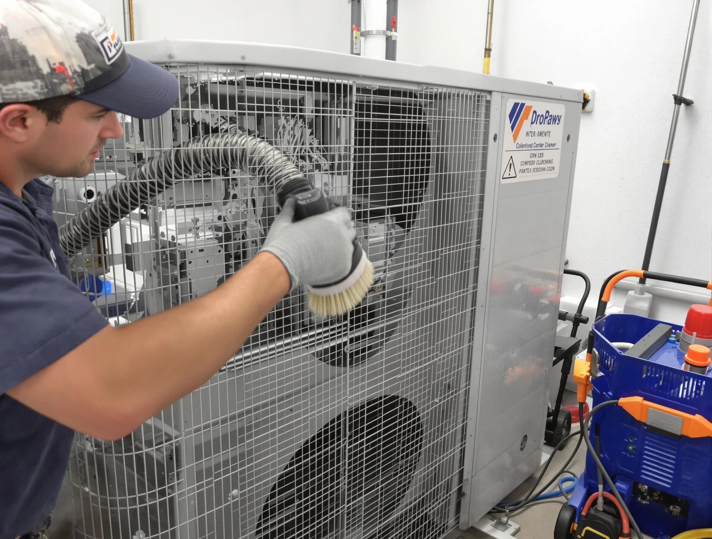 Ross Air Duct Cleaning specialist performing precision AC coil cleaning for improved system performance in Ross