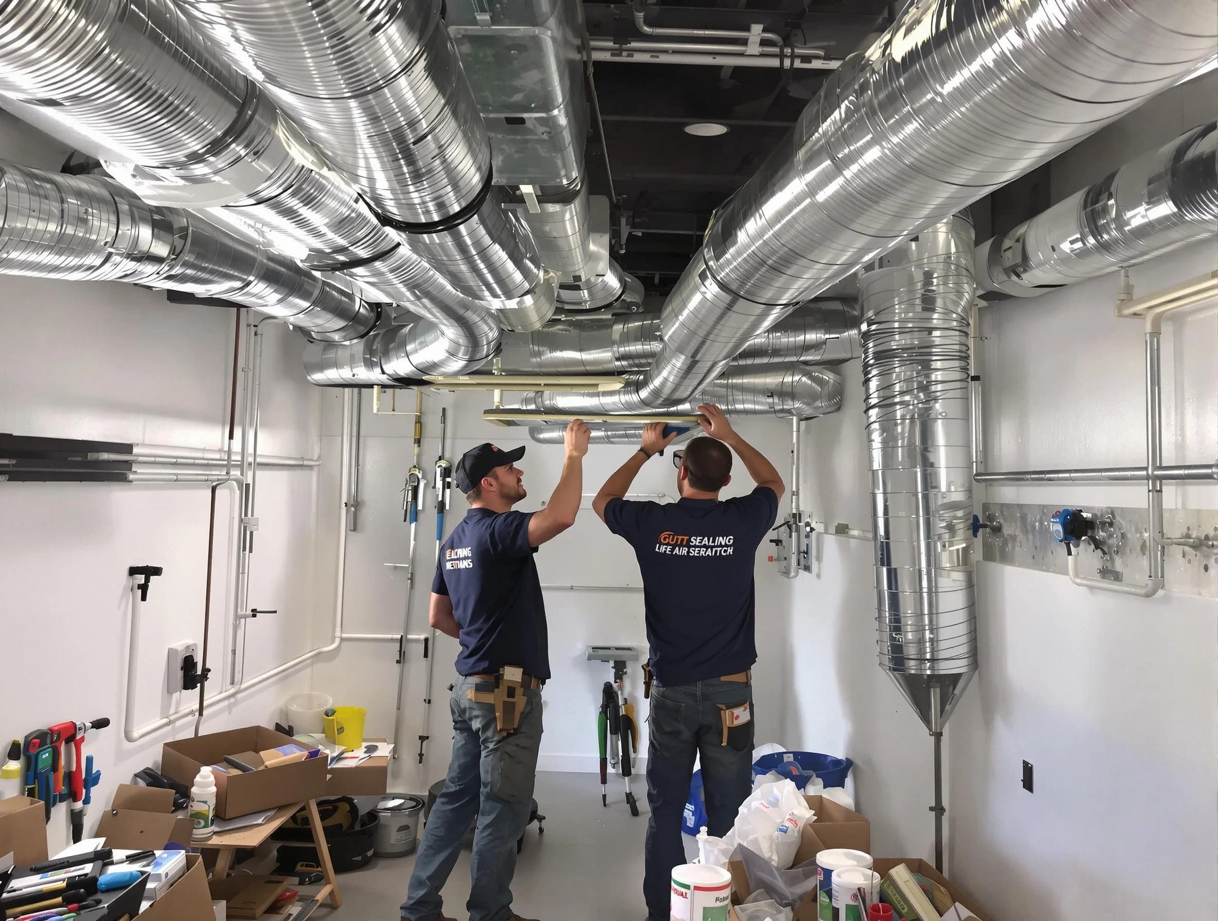 Ross Air Duct Cleaning technician applying professional duct sealing solutions in Ross