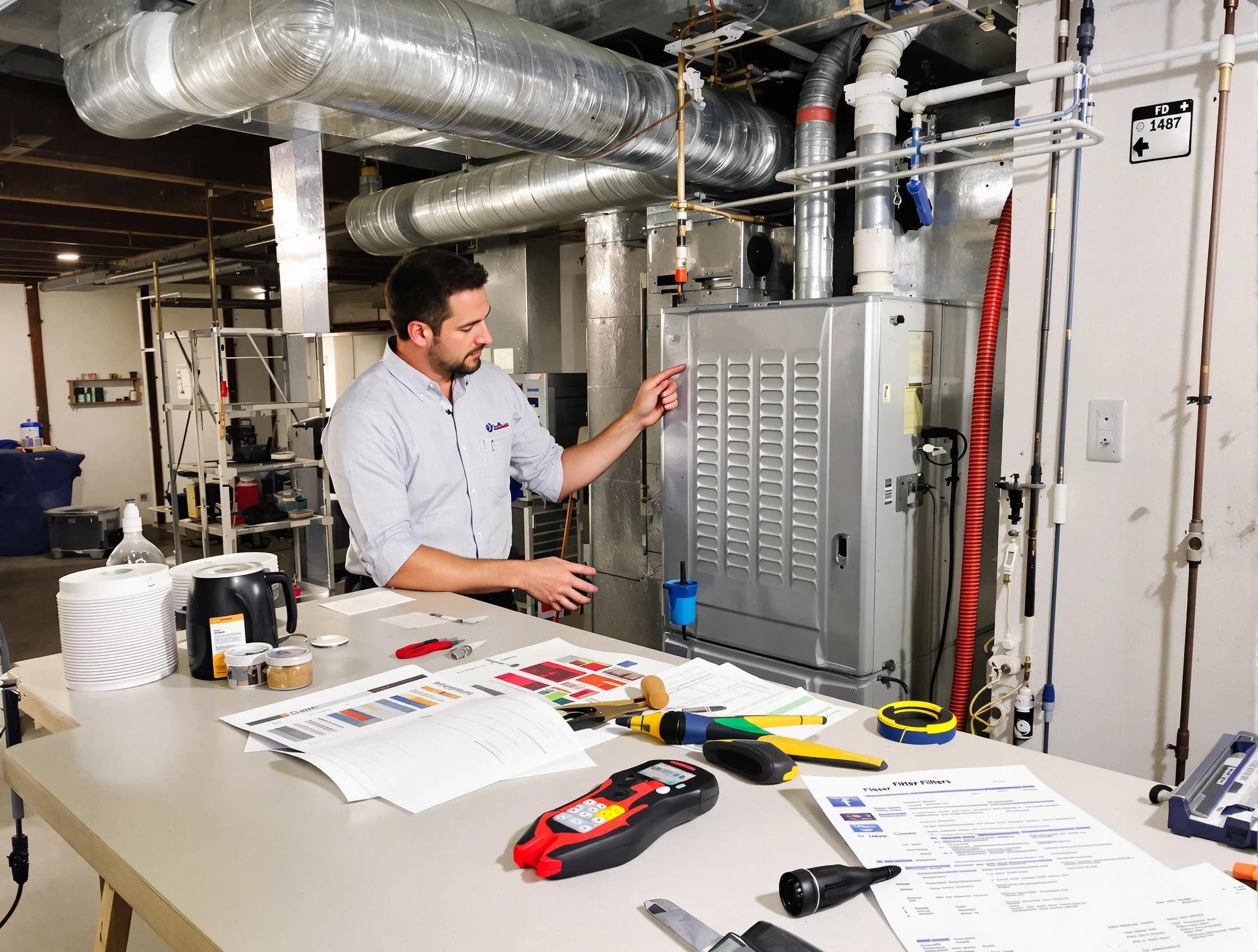 Ross Air Duct Cleaning inspector conducting detailed filter system evaluation using professional diagnostic tools in Ross