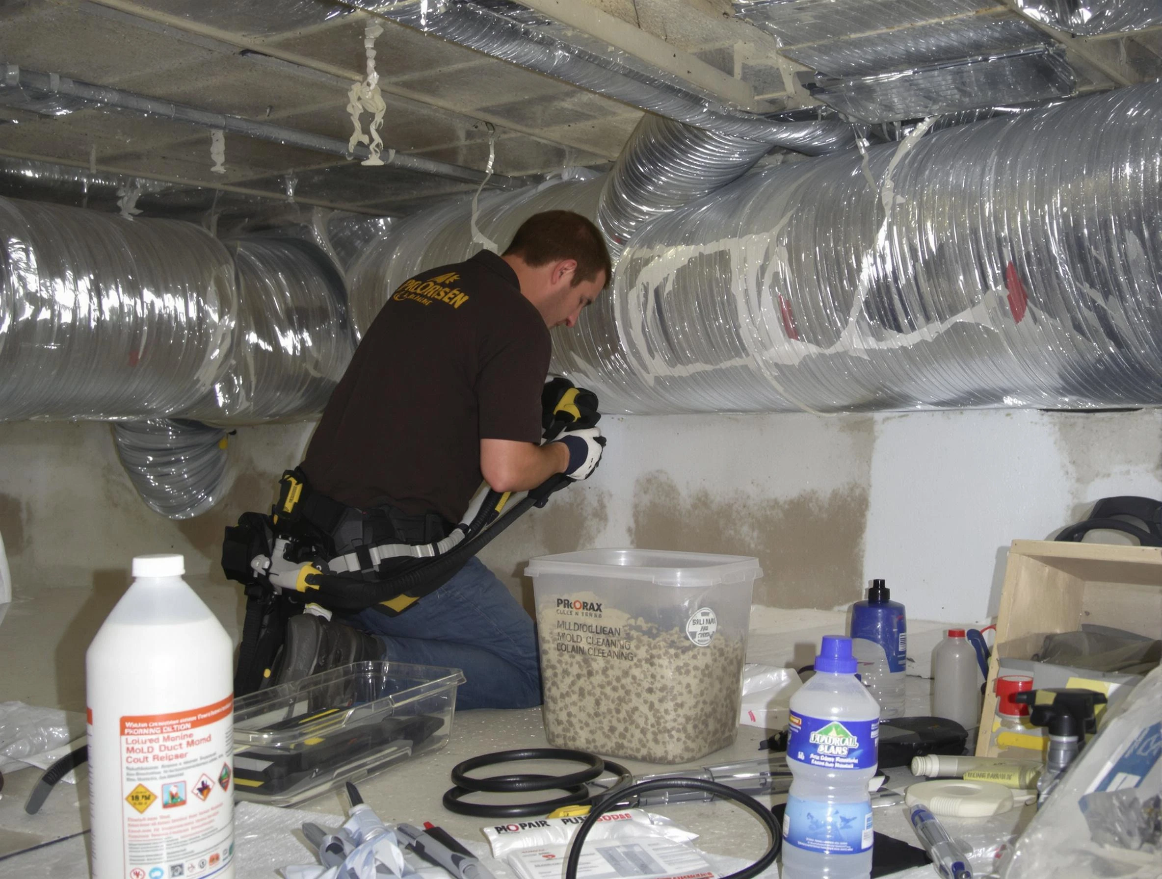 Ross Air Duct Cleaning specialist performing professional mold removal from air ducts in Ross