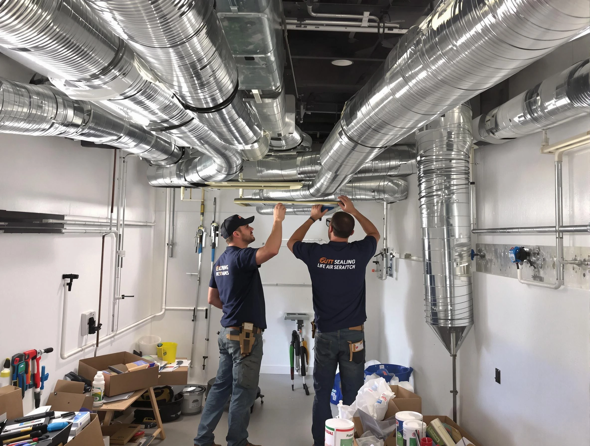 Ross Air Duct Cleaning technician applying professional duct sealing solutions in Ross