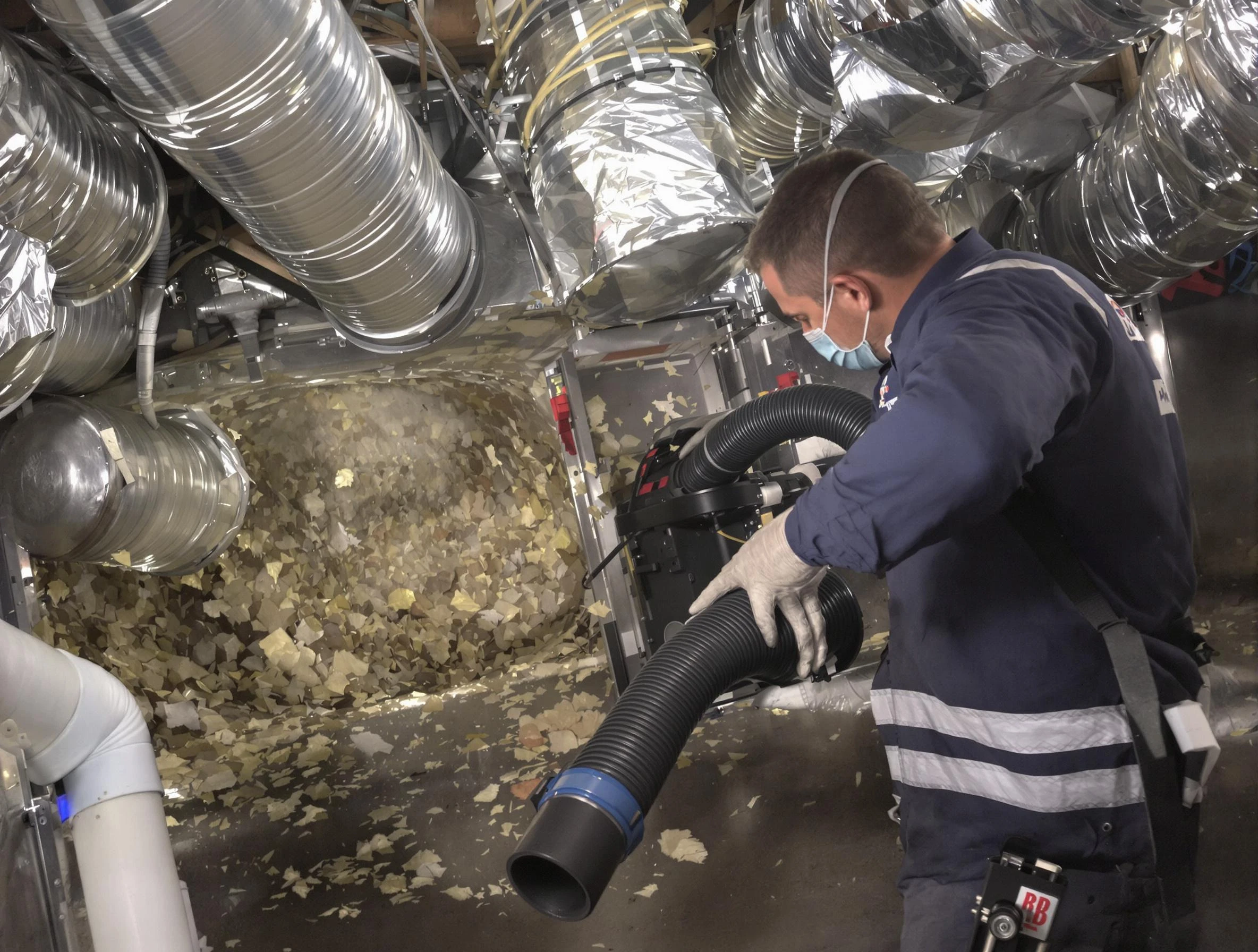 Ross Air Duct Cleaning specialist operating negative pressure cleaning equipment for thorough duct maintenance in Ross